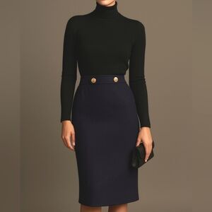 Celine Paris/ FROM ⭐️ HOLLYWOOD⭐️Vintage/midi skirt/wool/Gold buttons/ French 40